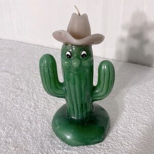 Vintage Green Cowboy Cactus Candle